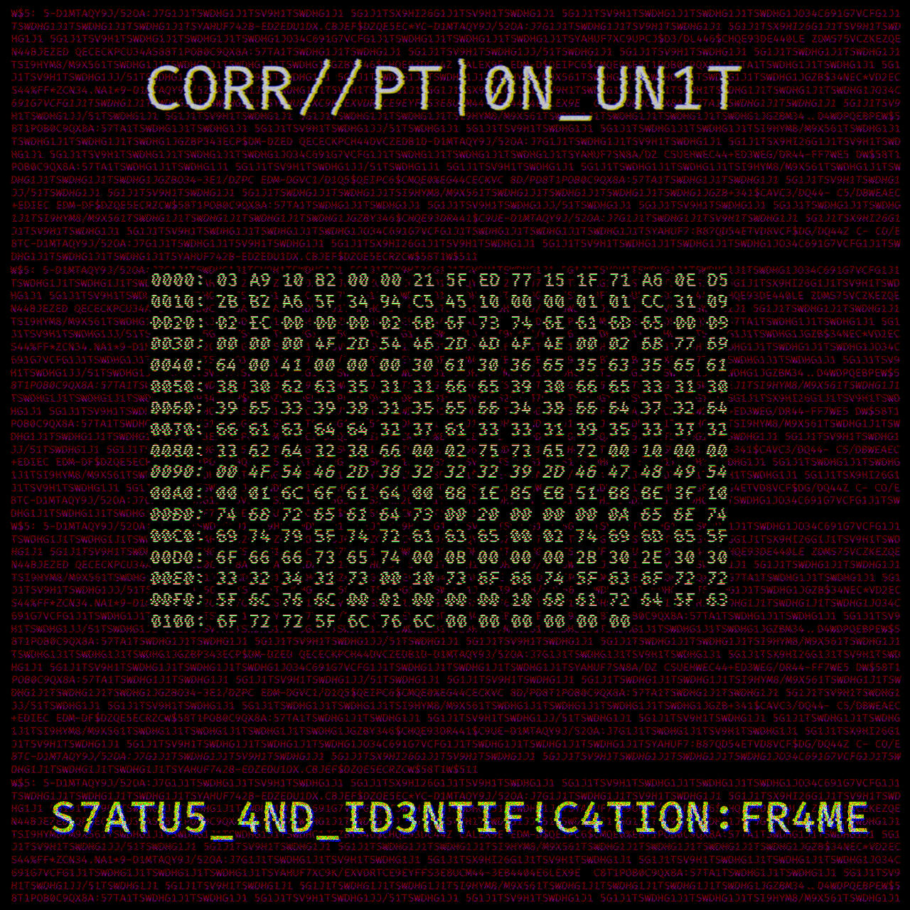 A hexadecimal representation with encoded string in the background